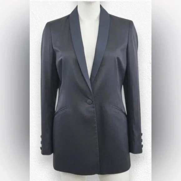 Free People Black Tencel Linen Blend Single Button Blazer Jacket Size XS - Picture 6 of 6
